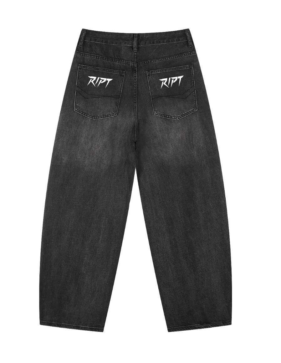 RIPT Custom Baggy Jeans in washed black (front)