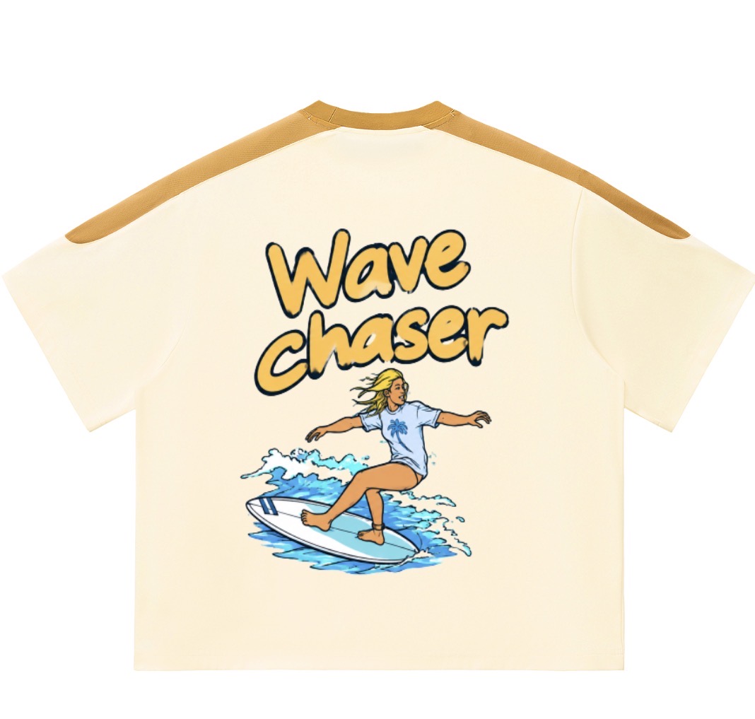 RIPT Adventure T-Shirt in cream with tan shoulder panels (front)